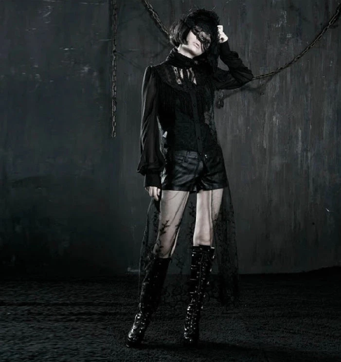 Punk Rave Black Gothic Long Lace Top 13 Punk Rave Black Gothic Long Lace Top