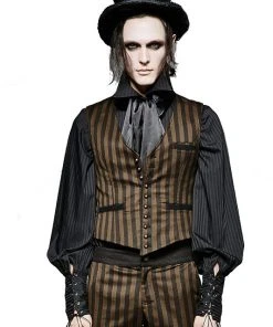 Punk Rave Steampunk Striped Waistcoat