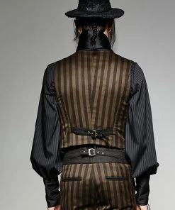 Punk Rave Steampunk Striped Waistcoat
