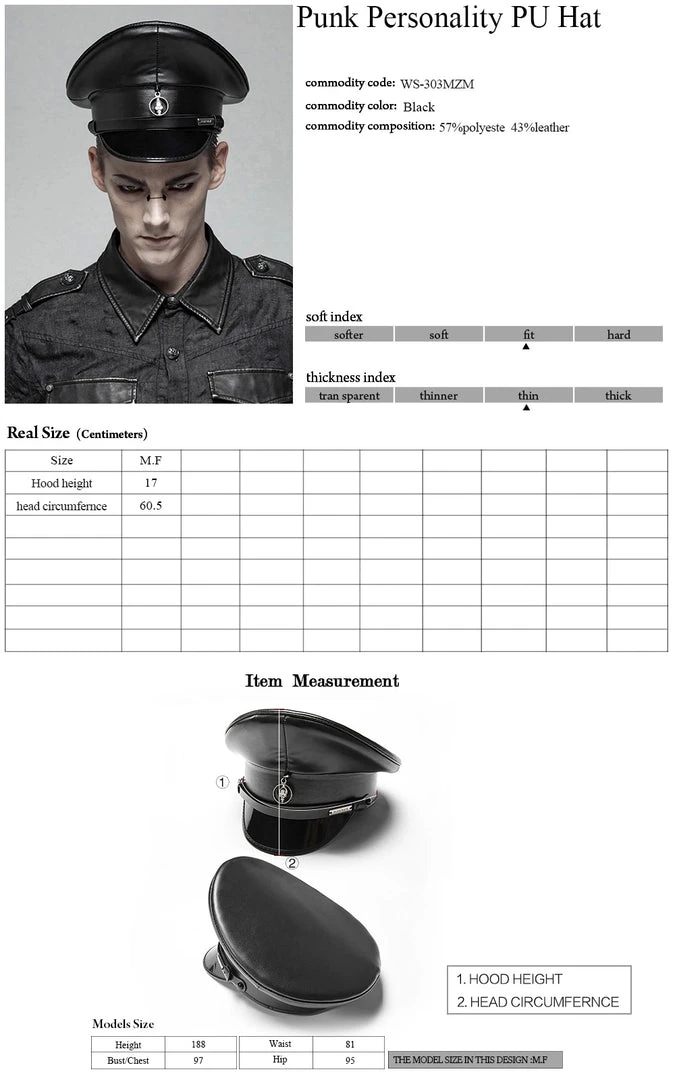 Punk Rave Gothic Militia Hat 18 Punk Rave Gothic Militia Hat