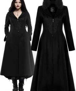 Ladies Gothic Clothing Punk Rave Maelyss Coat Black