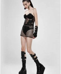 Ladies Gothic Clothing Punk Rave Meshmerizer Skirt