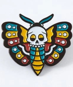 Punky Pins Pins, Badges And Patches Punk Pins Death Head Moth Tattoo Enamel Pin