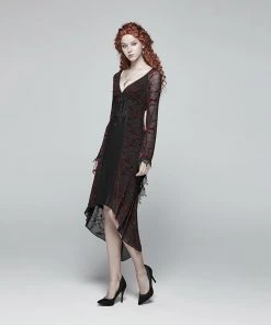 Punk Rave High Elf Evening Dress Red