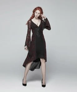 Punk Rave High Elf Evening Dress Red