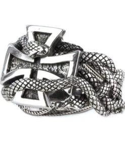 Echt EtNox Snake Iron Cross Ring Sterling Silver Gothic Jewellery