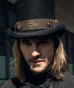 Steampunk Hats RQBL Steampunk Top Hat Belt