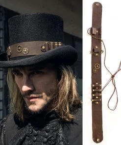 Steampunk Hats RQBL Steampunk Top Hat Belt