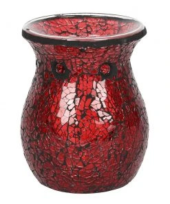 Something Different Large Red Crackle Glass Oil Burner All Homeware