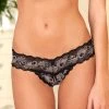 Panties And Bras Rene Rofe Crotchless Lace V Thong Black