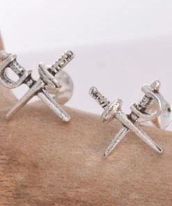 Seventh Sense Silver Crossed Cutlass Stud Earrings Silver Gothic Jewellery