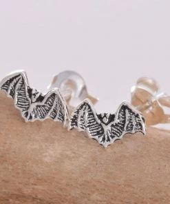 Seventh Sense Bat Stud Earrings Silver Gothic Jewellery
