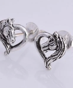 Seventh Sense Unicorn Heart Stud Earrings Silver All Jewellery