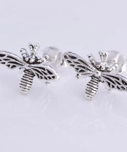 Seventh Sense Bumble Bee Stud Earrings Silver Steampunk Jewellery