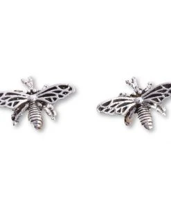 Seventh Sense Bumble Bee Stud Earrings Silver Steampunk Jewellery