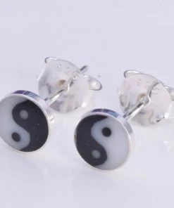 Seventh Sense Yin Yang Stud Earrings Silver All Jewellery