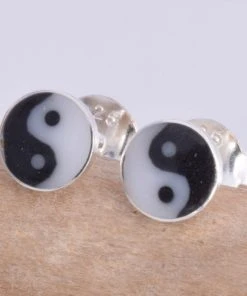 Seventh Sense Yin Yang Stud Earrings Silver All Jewellery