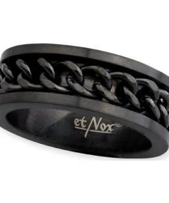 Echt EtNox Black Mesh Steel Ring Gothic Jewellery