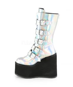 Demonia SWING-230 Boots Silver Ladies Fetish Boots