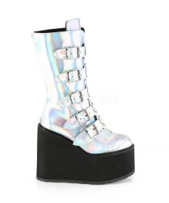 Demonia SWING-230 Boots Silver Ladies Fetish Boots