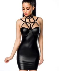 Saresia Harness Wetlook Mini Dress