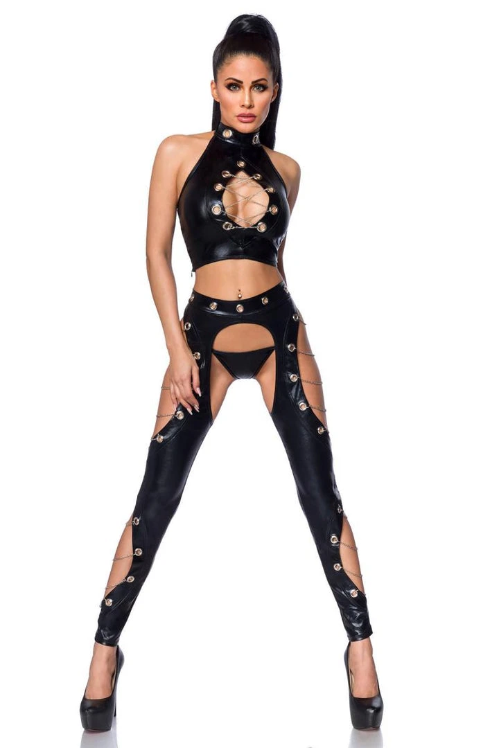 Ladies Fetish Clothing Saresia Metal Wetlook Set 3 Ladies Fetish Clothing Saresia Metal Wetlook Set