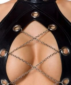 Saresia Metal Wetlook Mini Dress