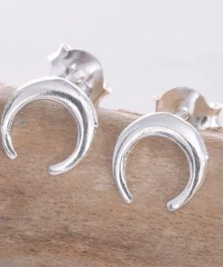 All Jewellery Seventh Sense Silver Horn Stud Earrings