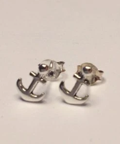 Steampunk Jewellery Seventh Sense Anchor Stud Earrings Silver