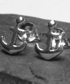 Steampunk Jewellery Seventh Sense Anchor Stud Earrings Silver