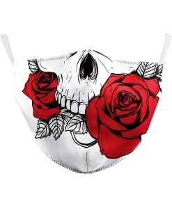 Something Different Skull And Roses Reusable Face Mask