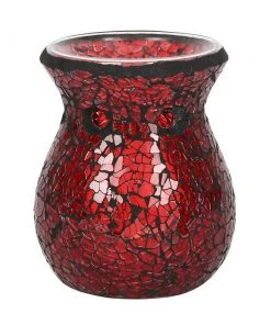 Something Different Small Red Crackle Glass Oil Burner