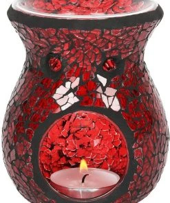 Something Different Small Red Crackle Glass Oil Burner