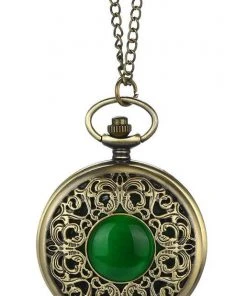 Pocketwatches Steampunk Jewellery Steampunk Pocket Watch With Green Cabochon