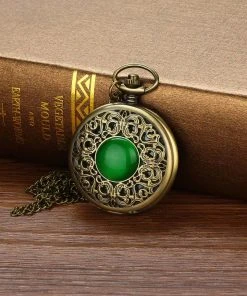 Pocketwatches Steampunk Jewellery Steampunk Pocket Watch With Green Cabochon