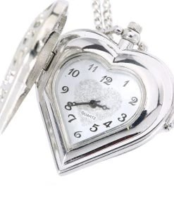 Pocketwatches Steampunk Jewellery Steampunk Pocket Watch, Silver Tone Heart Shaped Necklace Watch