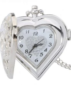 Pocketwatches Steampunk Jewellery Steampunk Pocket Watch, Silver Tone Heart Shaped Necklace Watch