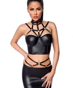 Ladies Gothic Clothing Saresia Wetlook Set With Skirt