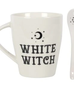 Something Different Kitchen White Witch Mug And Spoon Set 7 Something Different Kitchen White Witch Mug And Spoon Set