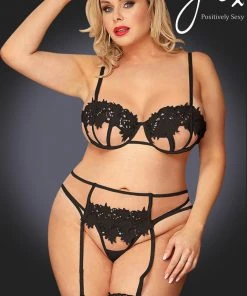 YesX Plus Size Black Lingerie Set