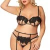 YesX Plus Size Black Lingerie Set
