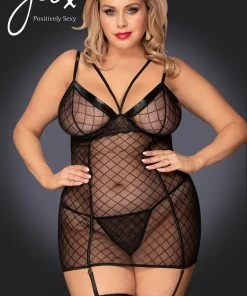 YesX Plus Size Black Chemise