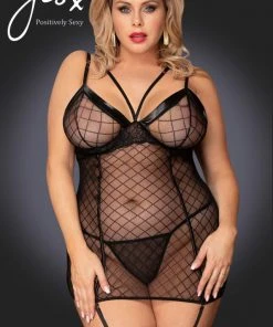 YesX Plus Size Black Chemise