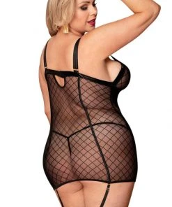 YesX Plus Size Black Chemise