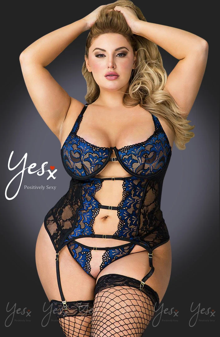 YesX Plus Size Black Sapphire Lingerie Set 4 YesX Plus Size Black Sapphire Lingerie Set
