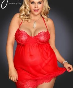 Chemises, Nightwear YesX Plus Size Red Babydoll Set