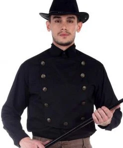 Pirate Dressing Mens Gothic Clothing Airship Steampunk Shirt Black