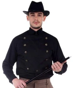 Pirate Dressing Mens Gothic Clothing Airship Steampunk Shirt Black