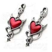 Alchemy Gothic Alchemy Devil Heart Stud Earrings Pair UL17 ULFE22