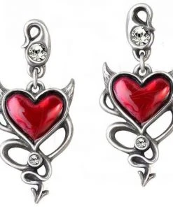 Alchemy Gothic Alchemy Devil Heart Stud Earrings Pair UL17 ULFE22